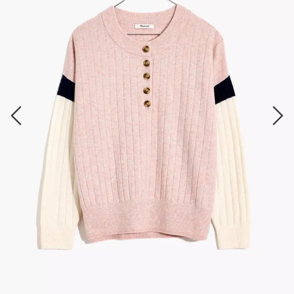Madewell Striped Bowden Henley Sweater in Coziest Yarn Size Medium- NWT!!!
